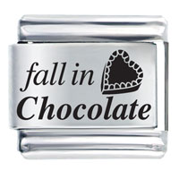 Italian Charms - fall in love chocolate laser italian charm Image.