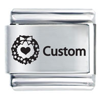 Italian Charms - custom heart and wreath custom laser italian charm Image.