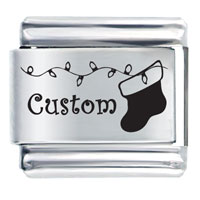 Italian Charms - christmas stocking and lights custom laser italian charm Image.