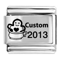 Italian Charms - custom gingerbread heart cookie 2007 laser italian charm Image.