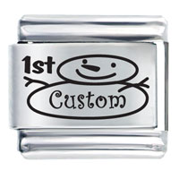 Italian Charms - 1st snowman christmas custom laser italian charm Image.