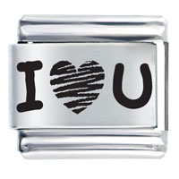 Italian Charms - i love u laser italian charm Image.