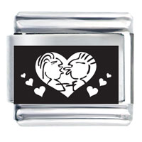 Italian Charms - laser couple kissing in love italian charm Image.