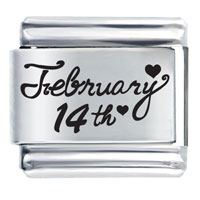 Italian Charms - valentine february amethyst color 14 laser italian charm Image.
