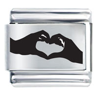 Italian Charms - couple heart hands laser italian charm Image.