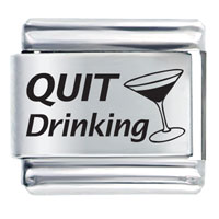 Italian Charms - quit drinking laser italian charm Image.