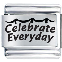 Italian Charms - celebration celebrate everyday laser italian charm bracelets Image.