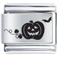 Italian Charms - cartoon funny pumpkin laser italian charm Image.