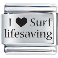 Italian Charms - i heart surf lifesaving laser italian charm Image.