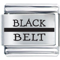 Italian Charms - black belt laser italian charm Image.