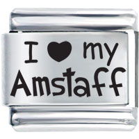 Italian Charms - i heart(love) my amstaff laser italian charm Image.