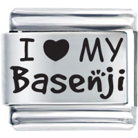 Italian Charms - i heart(love) my basenji laser italian charm Image.