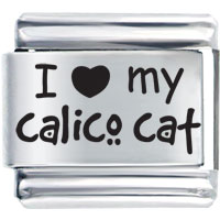 Italian Charms - i heart(love) calico cat my laser italian charm Image.