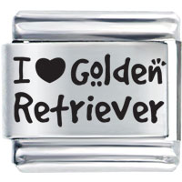 Italian Charms - i heart(love) golden retriever laser italian charm Image.