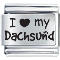Italian Charms - i heart(love) my dachsund laser italian charm Image.