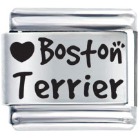 Italian Charms - love boston terrier laser italian charm Image.