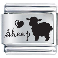Italian Charms - love(heart) sheep laser italian charm Image.