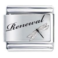 Italian Charms - renewal and dragonfly laser italian charm Image.