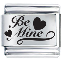 Italian Charms - phrase be mine letter laser italian charm bracelets Image.