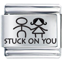 Italian Charms - phrase stuck on you laser italian charm bracelets Image.