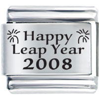 Italian Charms - holiday happy leap year 2008 laser italian charm bracelets Image.