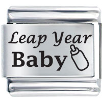 Italian Charms - celebration leap year baby laser italian charm bracelets Image.