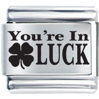 Italian Charms - phrase you're in luck laser italian charm bracelets Image.