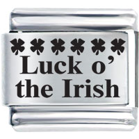 Italian Charms - phrase luck o' the irish laser italian charm bracelets Image.