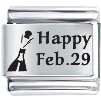 Italian Charms - celebration happy feb.29 laser italian charm bracelets Image.