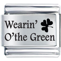 Italian Charms - phrase wear in o the green laser italian charm bracelets Image.