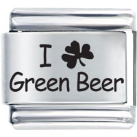 Italian Charms - food i love green beer laser italian charm bracelets Image.