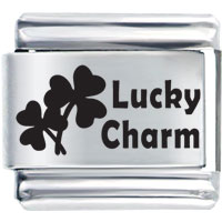 Italian Charms - phrase lucky charm laser italian charm bracelets Image.