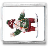 Italian Charms - snowman snowboarder mega italian charm Image.