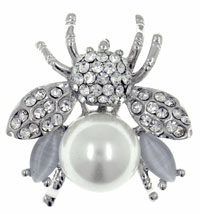 Brooches & Pins - white bumble bee pearl brooch Image.