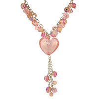Murano Glass Jewelry - baby pink heart necklace Image.