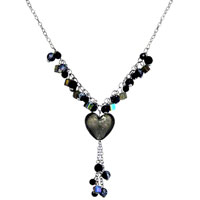 Murano Glass Jewelry - charcoal gray heart necklace Image.