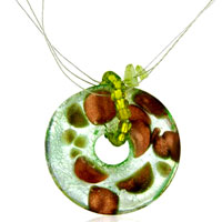Murano Glass Jewelry - pale green round necklace Image.