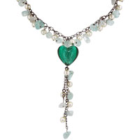 Murano Glass Jewelry - turquoise heart necklace nk_mu35_xml Image.