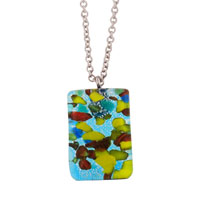 Murano Glass Jewelry - clear speckled oblong murano glass necklace Image.