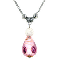 Murano Glass Jewelry - pink teardrop necklace Image.