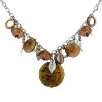 Murano Glass Jewelry - old gold round necklace Image.