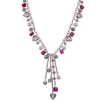 Murano Glass Jewelry - pink silver foil hearts murano glass necklace Image.
