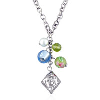 Murano Glass Jewelry - silver tone chain with murano glass necklace Image.