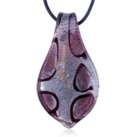 Murano Glass Jewelry - autumn red leaf drop murano glass necklace Image.