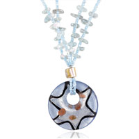 Murano Glass Jewelry - beaded baby blue pendant murano glass necklace Image.