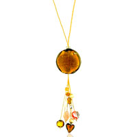 Murano Glass Jewelry - amber round multi dangle murano glass necklace Image.