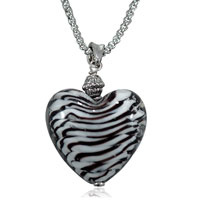 Murano Glass Jewelry - black and white striped murano glass necklace Image.