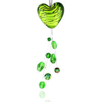Murano Glass Jewelry - green heart with black stripes murano glass necklace Image.