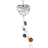 Murano Glass Jewelry - white zebra striped heart murano glass necklace Image.