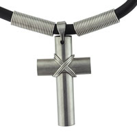Pendants - stainless steel thick cross choker necklace Image.